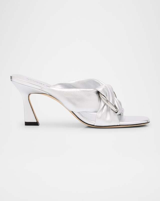 Nudist Metallic Ankle-Strap Sandals